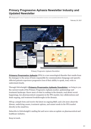 primary progressive aphasia newsletter industry