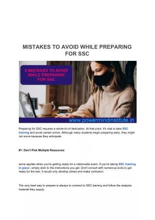 MISTAKES TO AVOID WHILE PREPARING FOR SSC