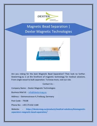 magnetic bead separation dexter magnetic