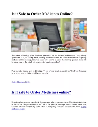 is it safe to order medicines online