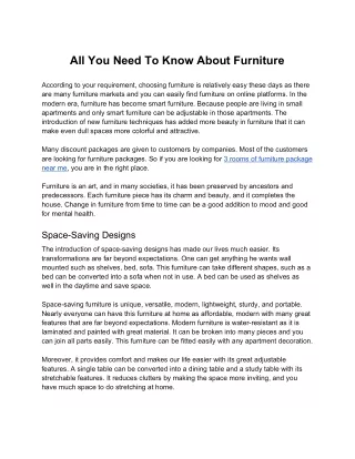 All You Need To Know About Furniture