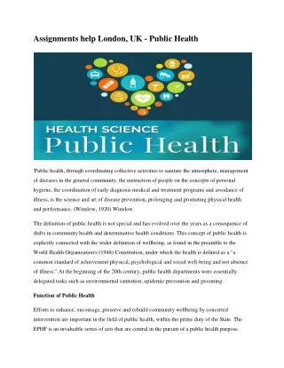 Assignments help London, UK - Public Health