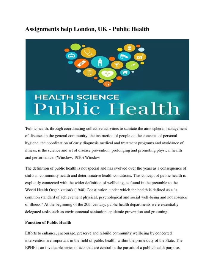 assignments help london uk public health