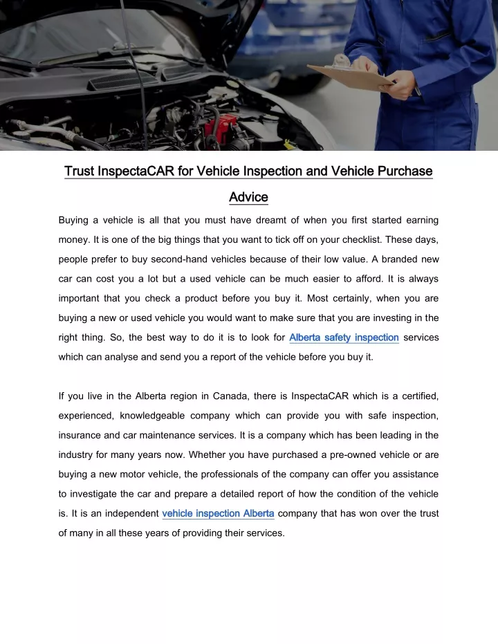 trust inspectacar for vehicle inspection