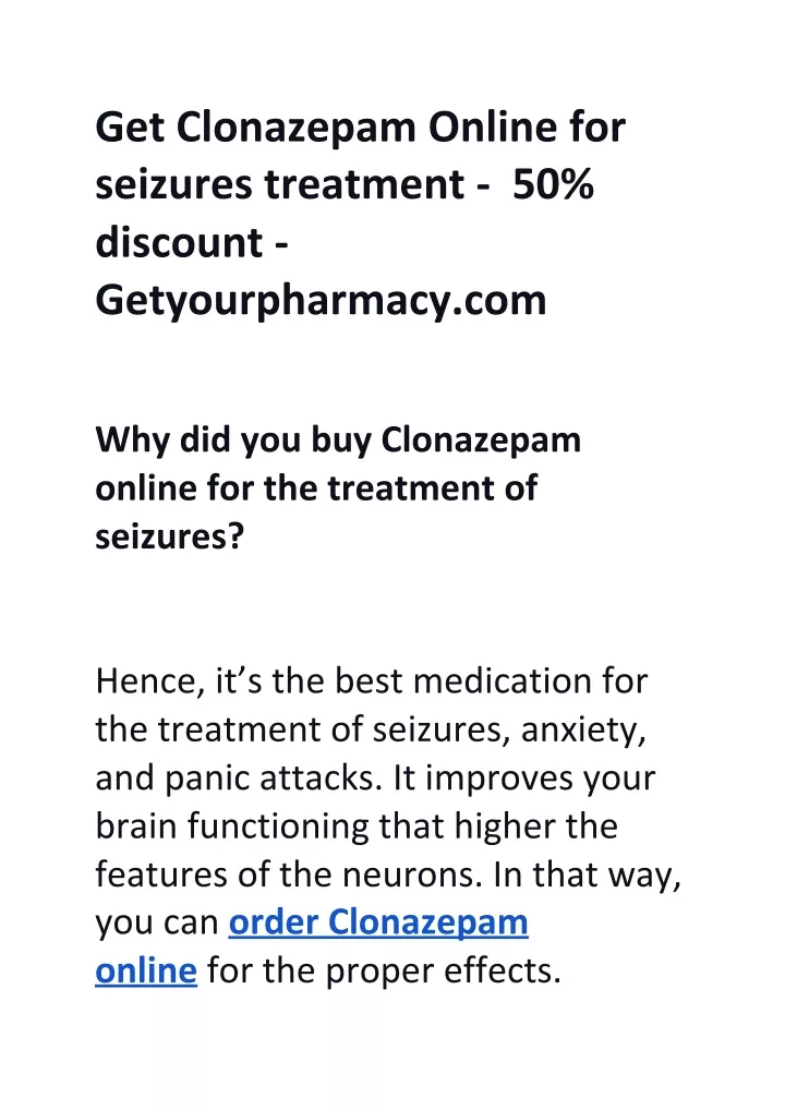 get clonazepam online for seizures treatment