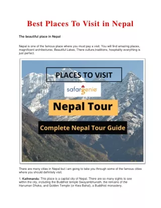 Best Places To Visit in Nepal 2021