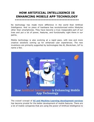 how artificial intelligence is enhancing mobile