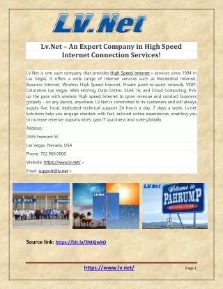 lv net an expert company in high speed internet