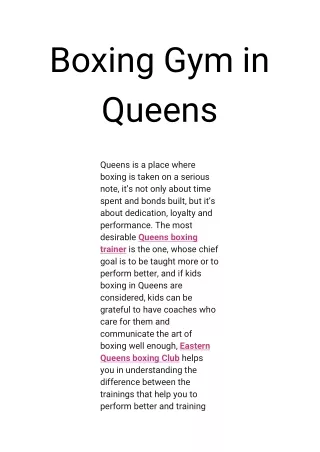 Boxing Gym in Queens