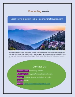 Local Travel Guide in India | Connectingtraveler.com