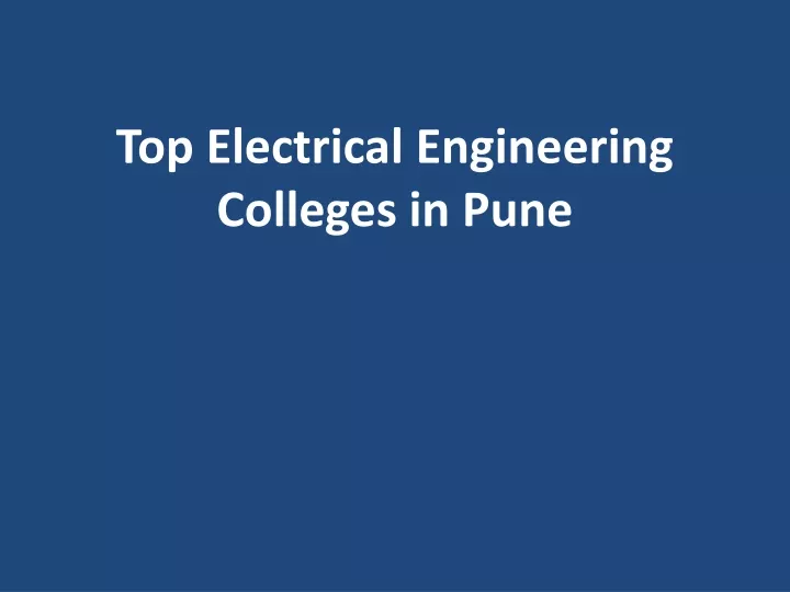 top electrical engineering colleges in pune