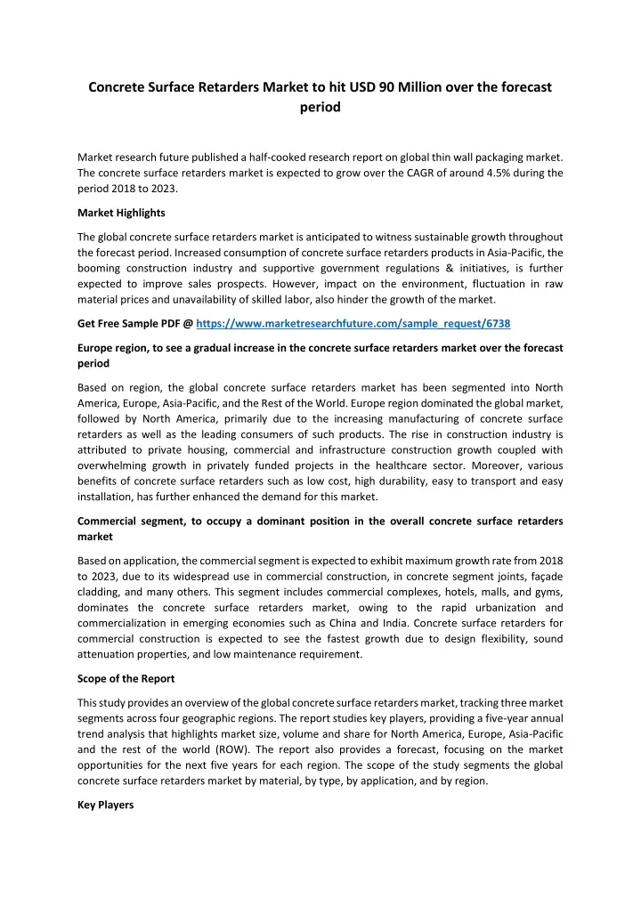 concrete surface retarders market