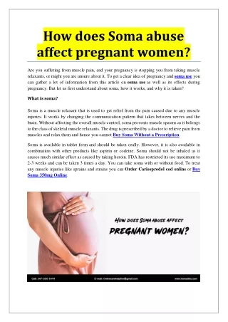 how does soma abuse affect pregnant women
