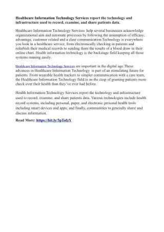 healthcare information technology services report