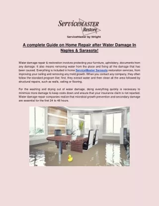 a complete guide on home repair after water