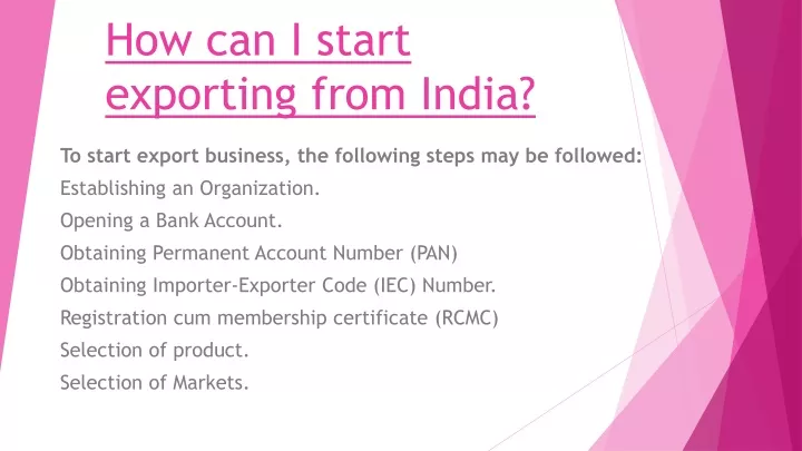 how can i start exporting from india