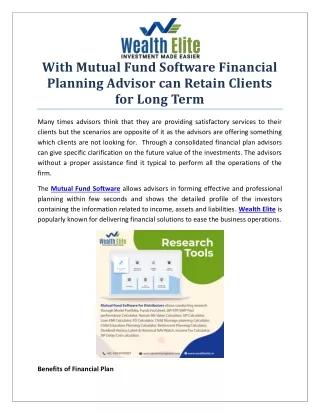 with mutual fund software financial planning