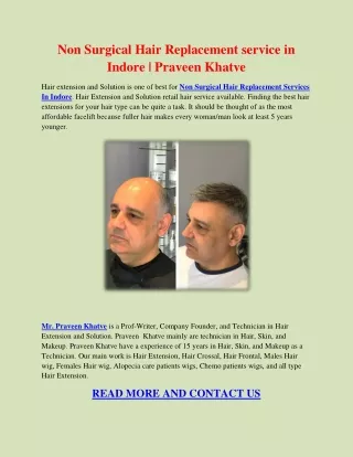 Non Surgical Hair Replacement service in indore | Praveen Khatve