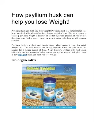 how psyllium husk can help you lose weight
