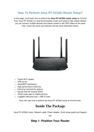 how to perform asus rt ac58u router setup