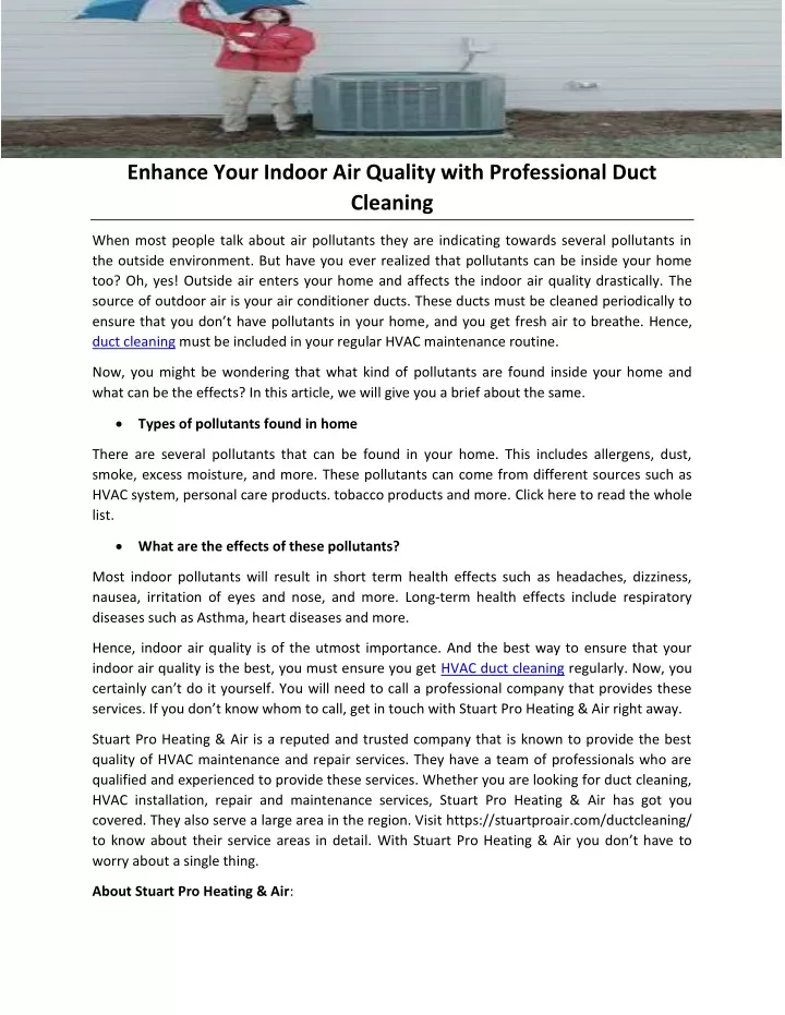 enhance your indoor air quality with professional