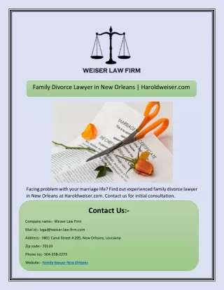 Family Divorce Lawyer in New Orleans | Haroldweiser.com