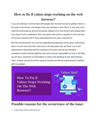 how to fix if yahoo stops working
