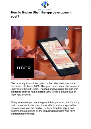How to find an Uber like app development cost?