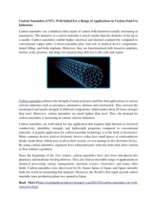 carbon nanotubes cnt well suited for a range