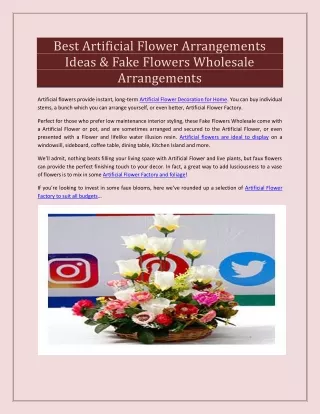 Best Artificial Flower Arrangements Ideas & Fake Flowers Wholesale Arrangements