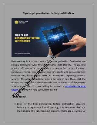 tips to get penetration testing certification