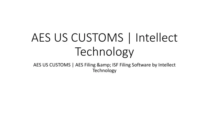 aes us customs intellect technology