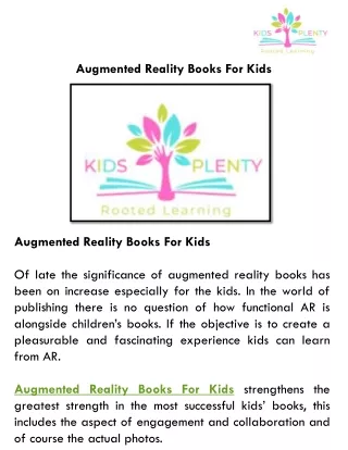 Augmented Reality Books For Kids
