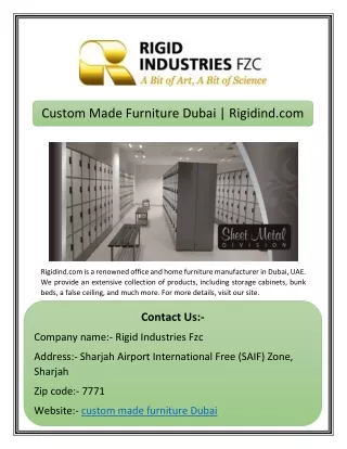 Custom Made Furniture Dubai | Rigidind.com