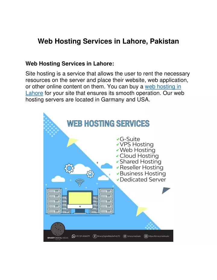 web hosting services in lahore pakistan
