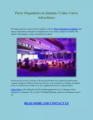 Party Organizers in Jammu | Color Curve Advertisers