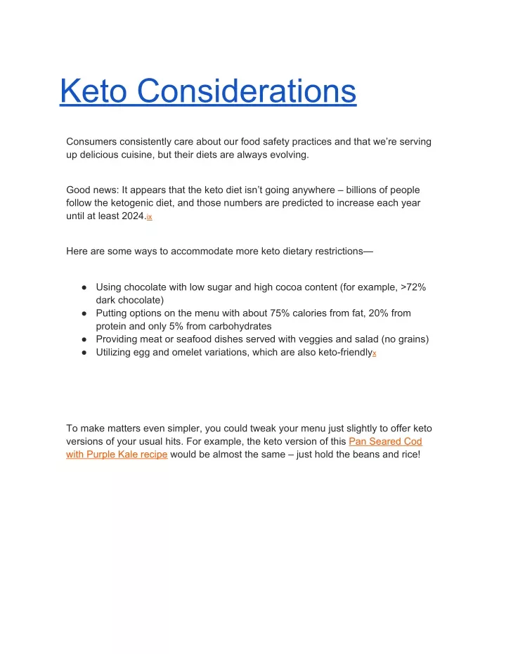 keto considerations