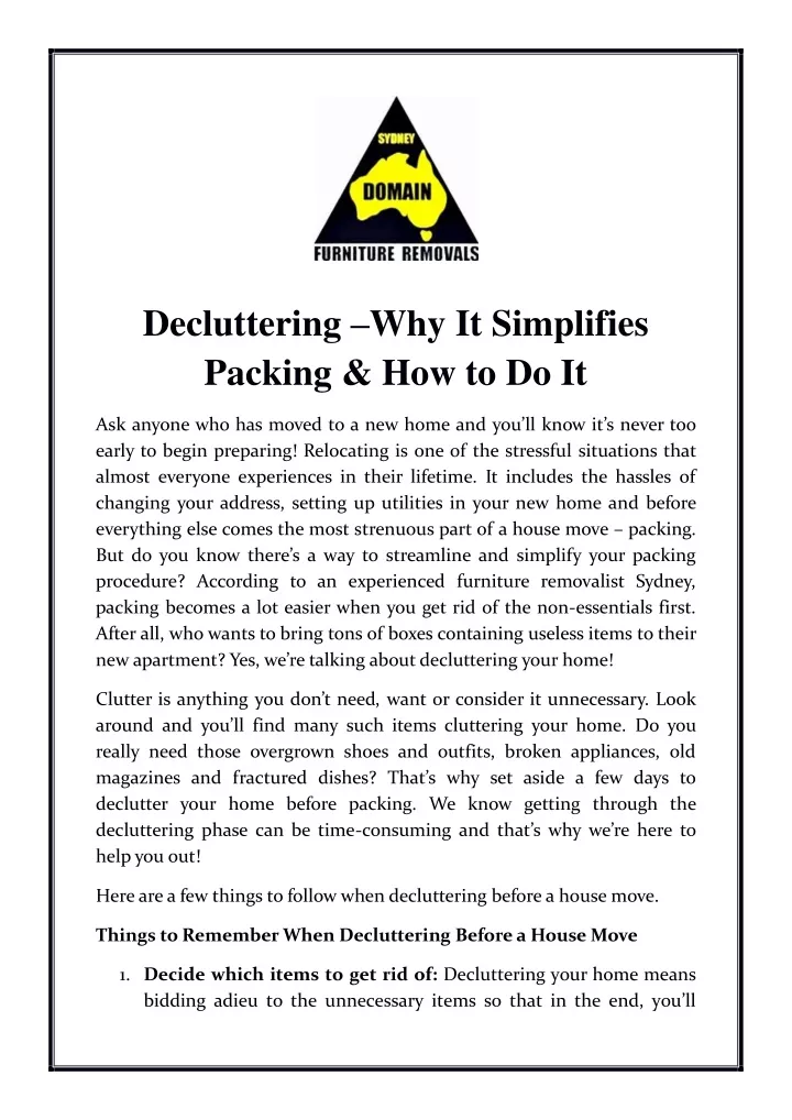 decluttering why it simplifies packing