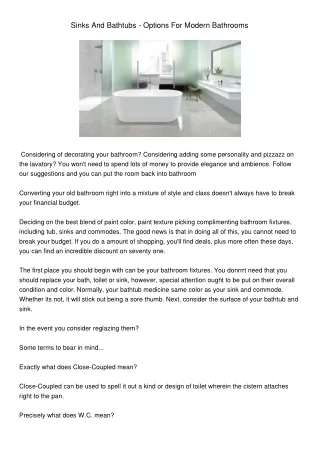 sinks and bathtubs options for modern bathrooms