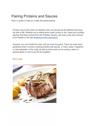 Pairing Proteins and Sauces