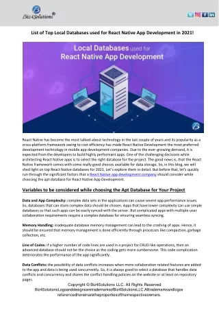 list of top local databases used for react native