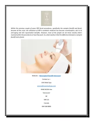 Nonsurgical Facelift Vancouver | Ovomedispa.com