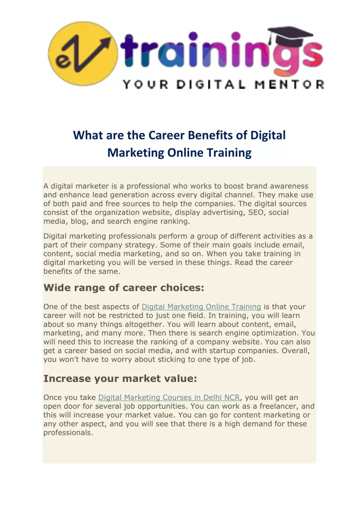 what are the career benefits of digital marketing