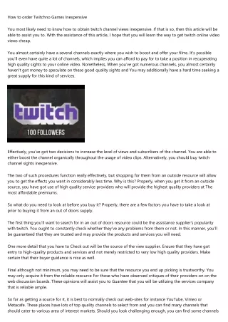 how to order twitchno games inexpensive