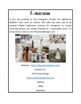 Buy Adobe Lightroom Presets | The Preset Design