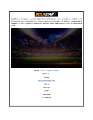 Live Streaming Online Gratis Sepak Bola | Bolasiar.cc