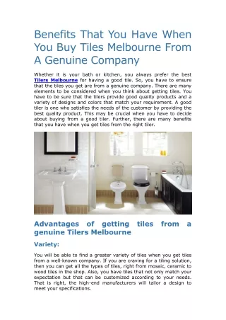 benefits that you have when you buy tiles