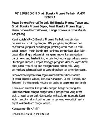 0813.8889.6065 !!! Supplier Boneka Promosi Terbaik  YU-KO BONEKA