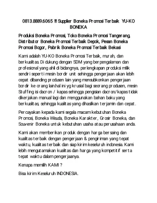 0813.8889.6065 !!! Produsen Boneka Promosi Terbaik  YU-KO BONEKA