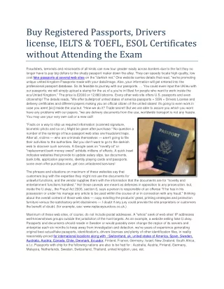 Buy Registered Passports, Drivers license, IELTS & TOEFL, ESOL Certificates without Attending the Exam